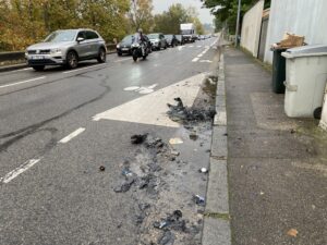 Poubelle incendiée coworking La Permaculturelle Lyon